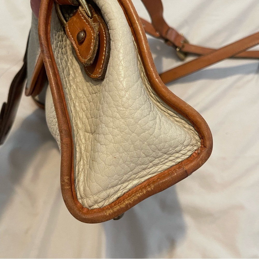 Dooney & Bourke Vintage All-Weather Leather Crossbody Bag – Taupe & Tan Trim - Picture 7 of 12